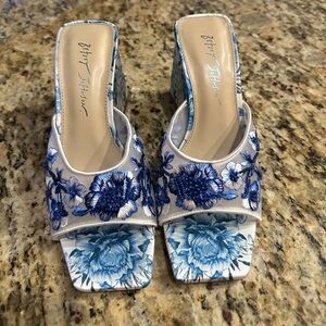 Betsey Johnson Roo Blue Floral Heels